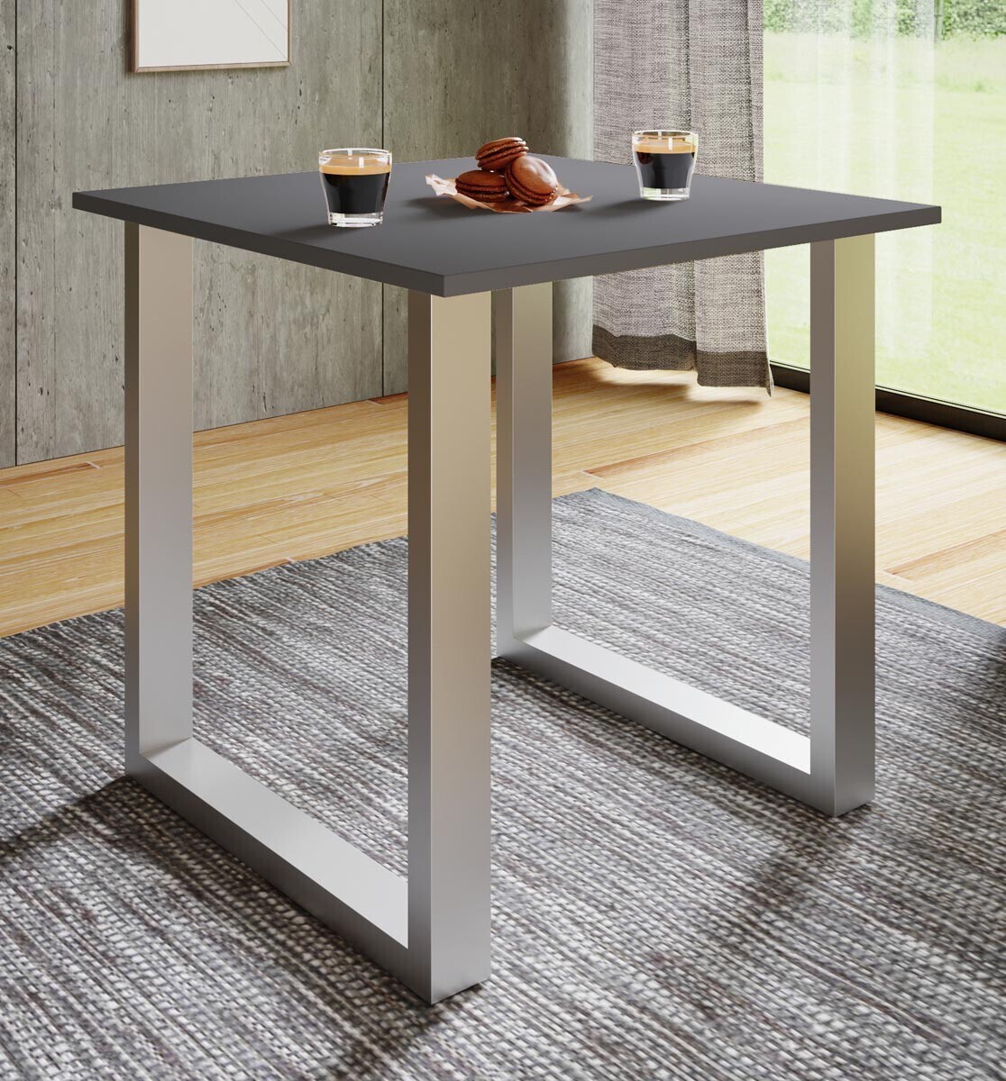 Jídelní stůl Xona 80x80 U-nohy, antracit