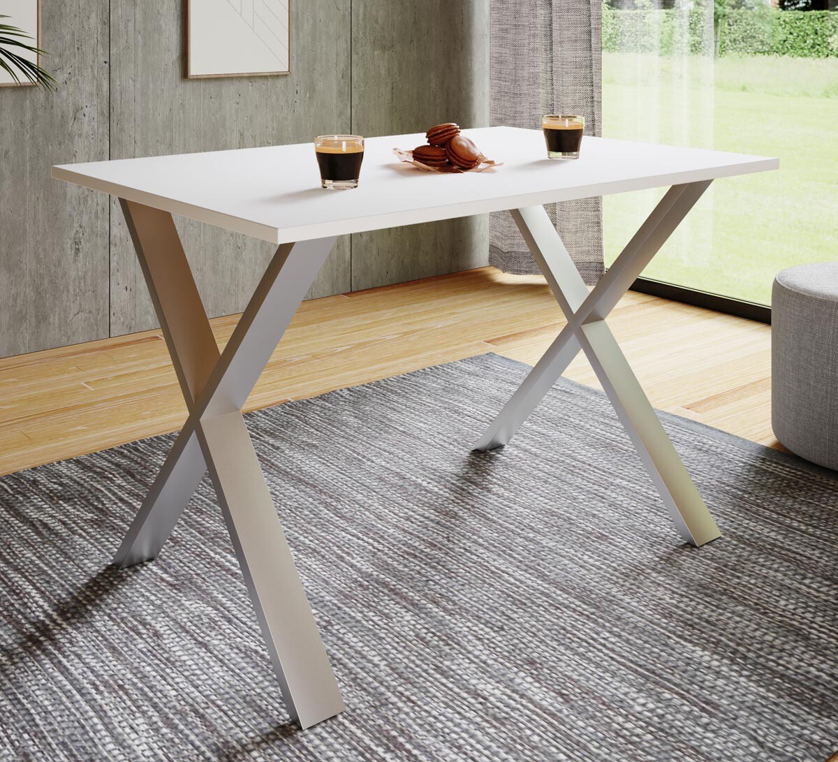 Jídelní stůl Xona 140x80 X-nohy, bílý