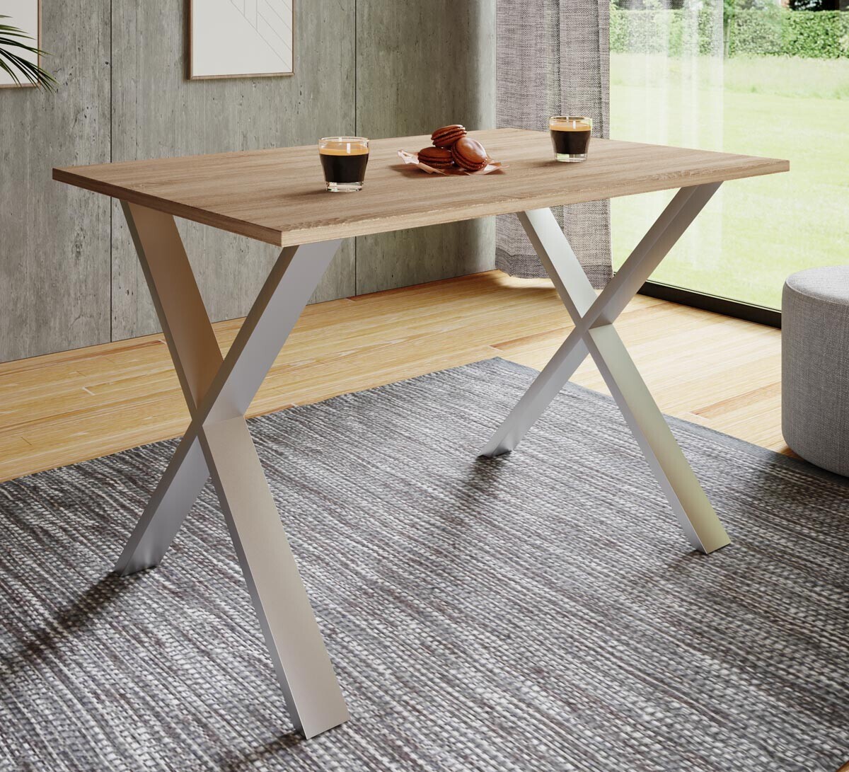 Jídelní stůl Xona 140x80 X-nohy, dub sonoma