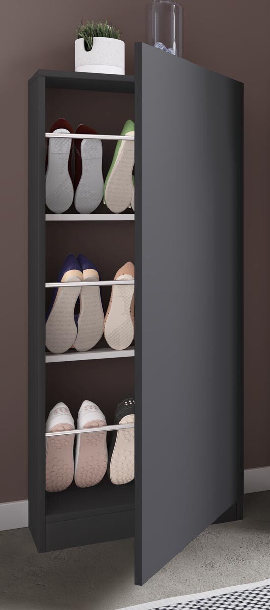 Botník Fulisa s dřevěnými dvířky, antracit