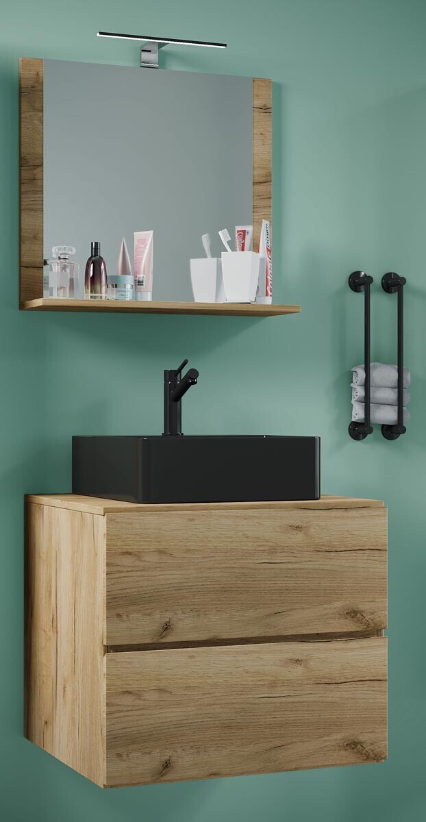 3dílná umyvadlová skříňka Lendas BL M 60 cm se zrcadlem, dub medový