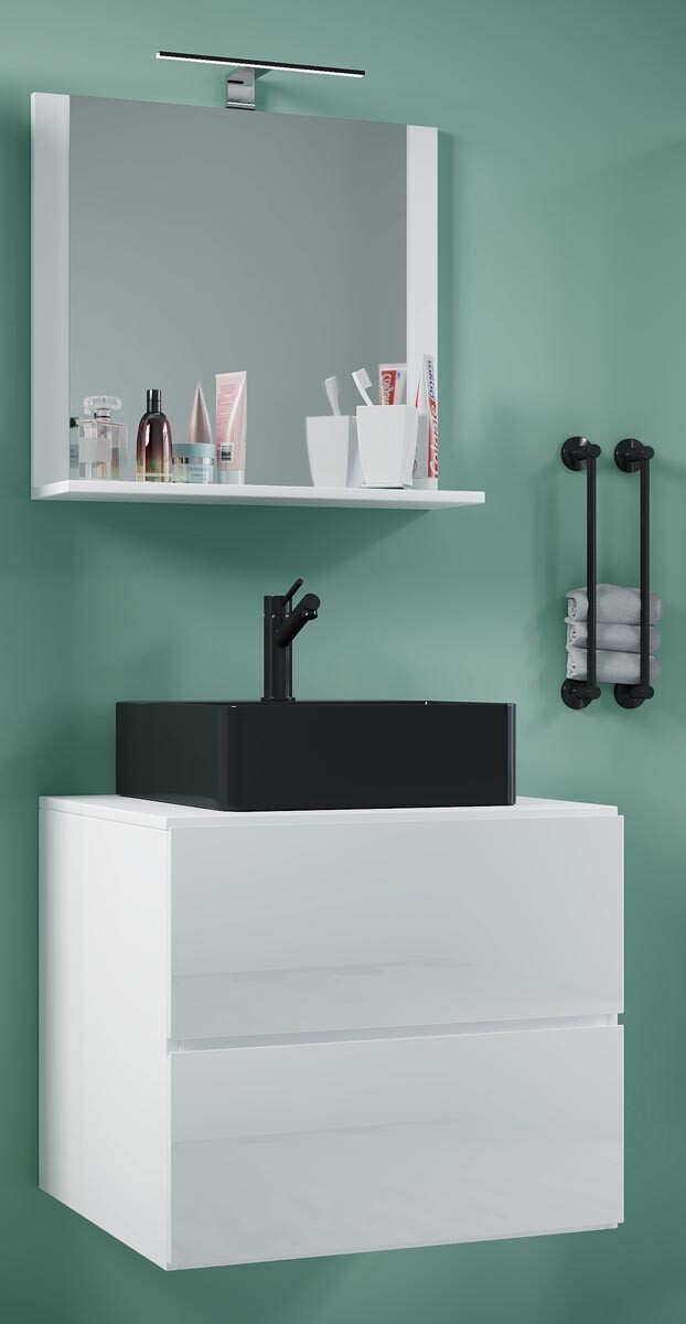 3dílná umyvadlová skříňka Lendas BL M 60 cm se zrcadlem, bílá