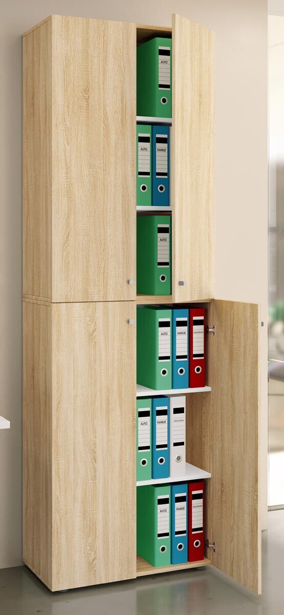 Kancelářská skříň Lona 2XL s otočnými dveřmi, dub sonoma