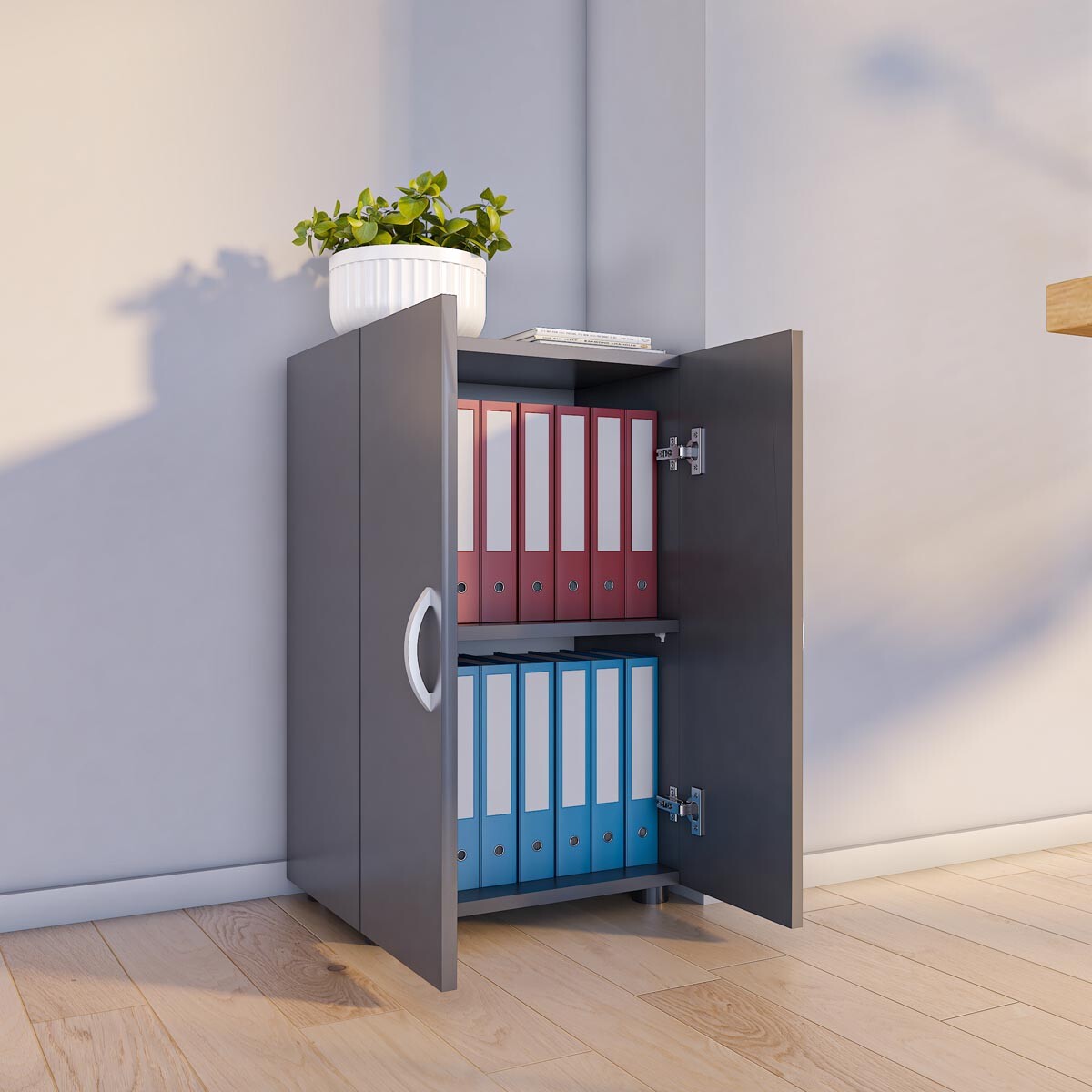 Kancelářská skříň Ulas 2-komorová, antracitová