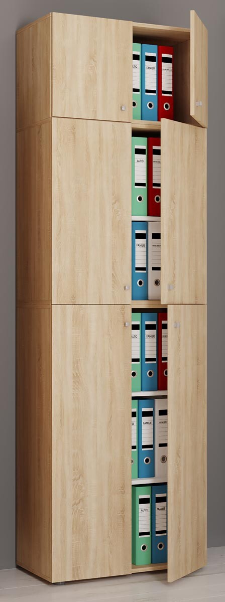 Kancelářská skříň Lona XXL s otočnými dveřmi S přídavným zařízením, dub sonoma