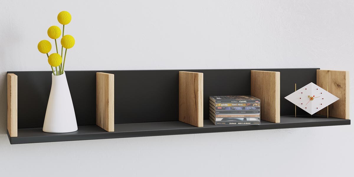 Nástěnná police Honsa, černá