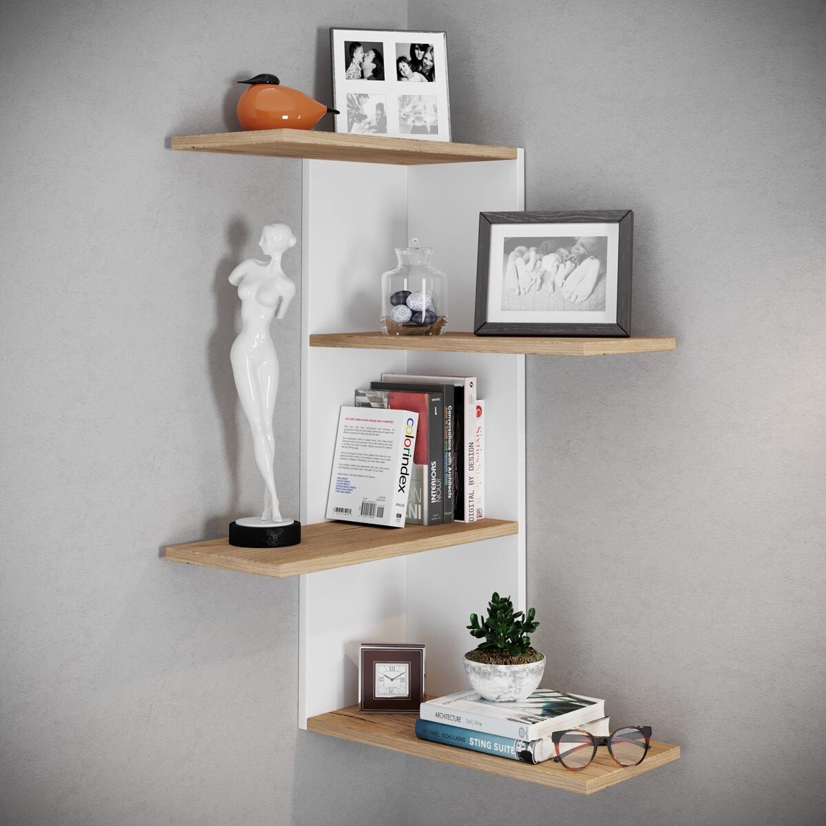 Rohová police Balos, bílá