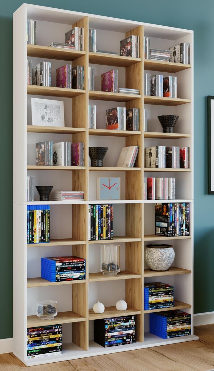 Dřevěný stojan na CD a DVD Megosa XL, dub medový