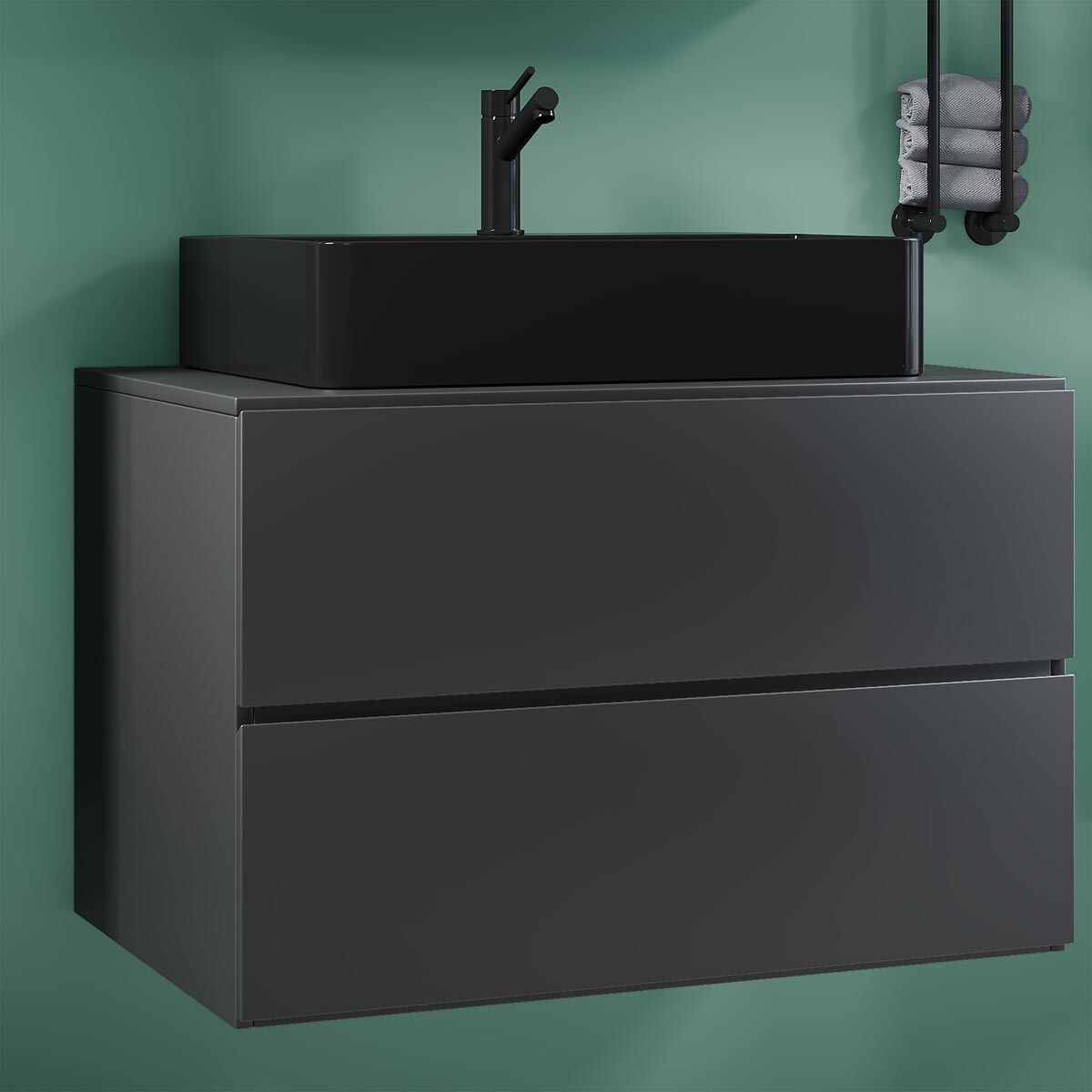 2dílná umyvadlová skříňka Lendas BL S 80 cm, antracit