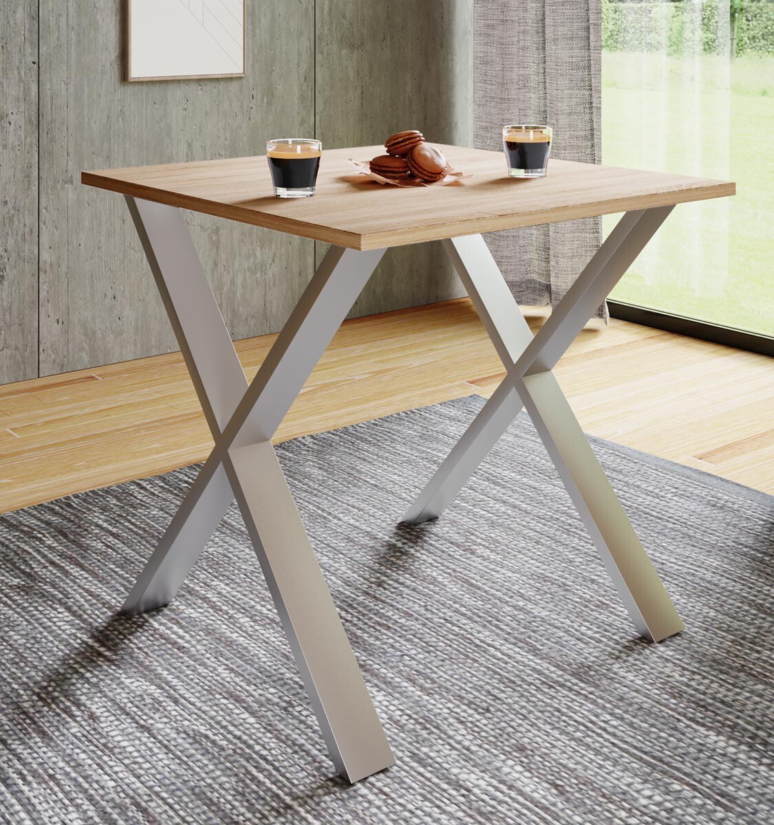 Jídelní stůl Xona 80x80 X-nohy, dub sonoma