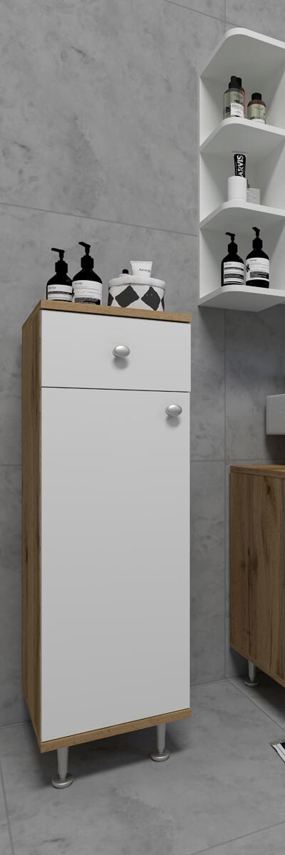 Koupelnová střední skříňka Nilosi, dub medový