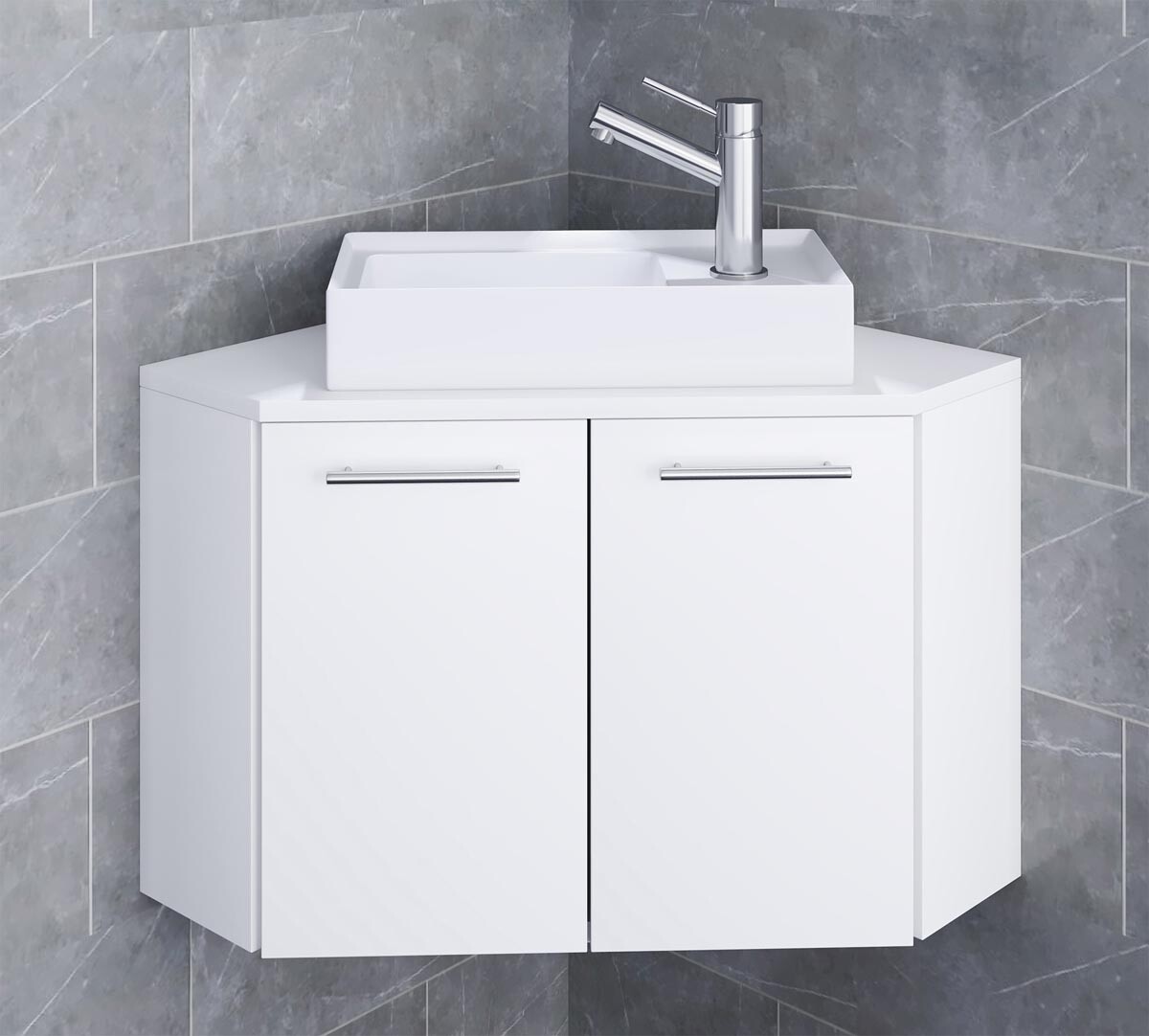 2dílná rohová umyvadlová skříňka Vilosa, bílá