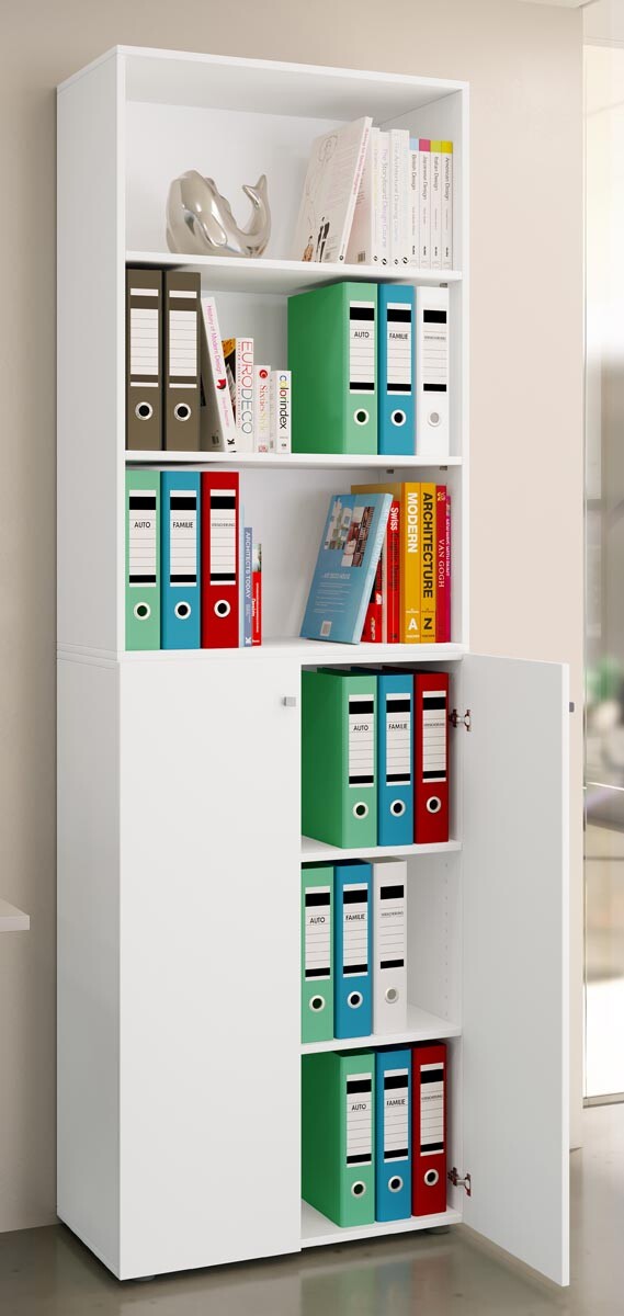 Botník Lona 2XL s otočnými dvířky + police, bílá