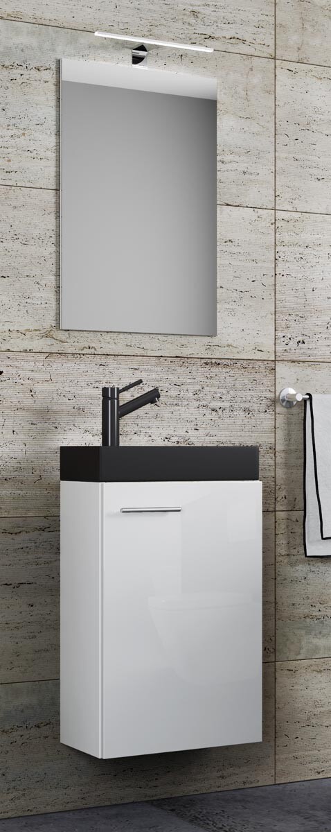 3dílné umyvadlo pro hosty Slito BL se zrcadlem, bílé