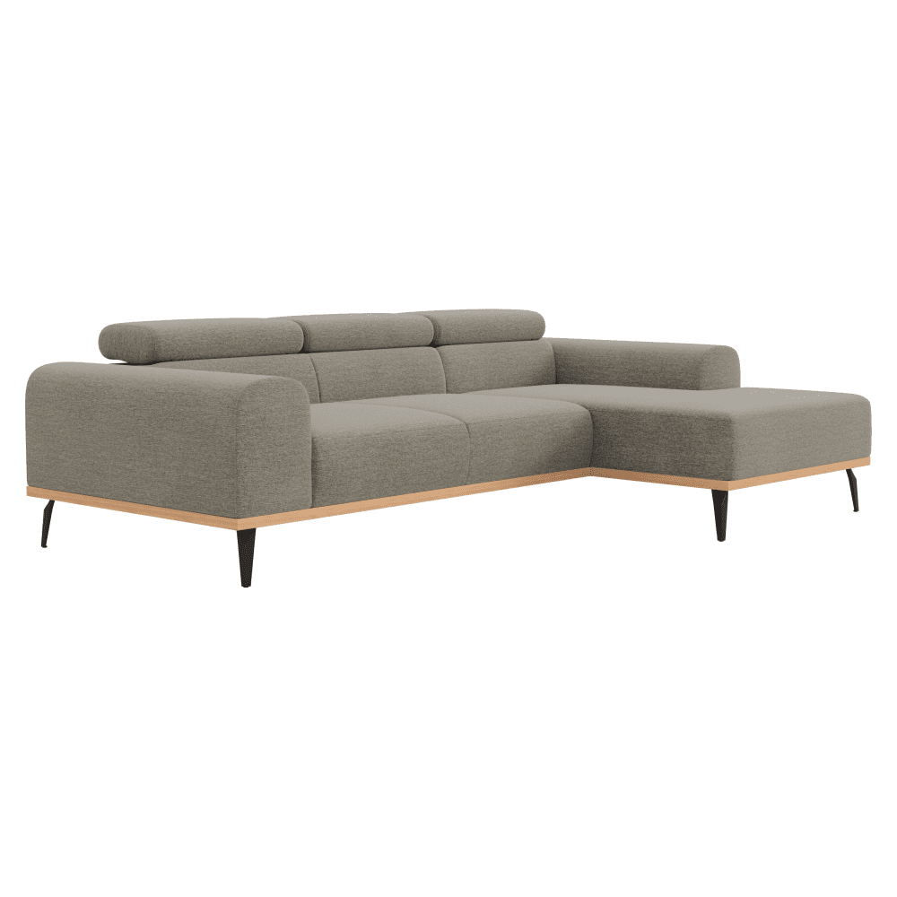 Rohová sedacia súprava s elektrickou funkciou výsuvu, hnedosivá Taupe, pravá, KARLO