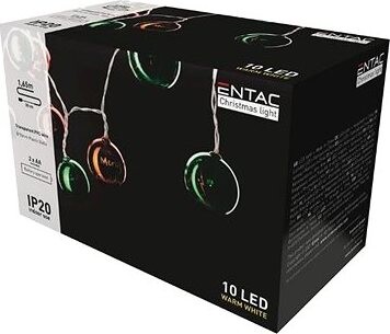 ENTAC LED vianočná reťaz 1,35 m, vnútorné, teplé svetlo, 10 LED gúľ