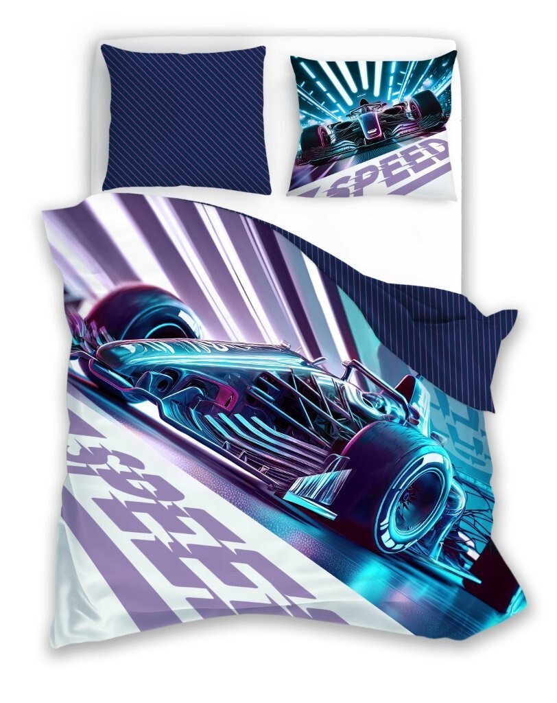 Bavlněné povlečení BOLID 030 140x200 cm + 70x90 cm fialovo-modré