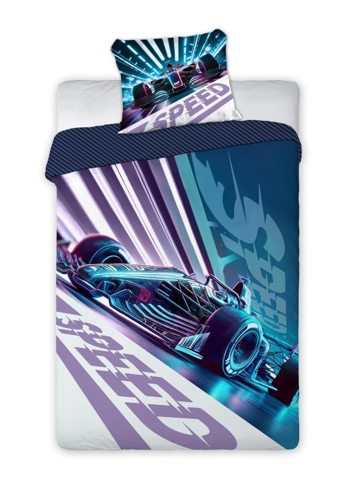 Bavlněné povlečení BOLID 030 160x200 cm + 70x80 cm fialovo-modré