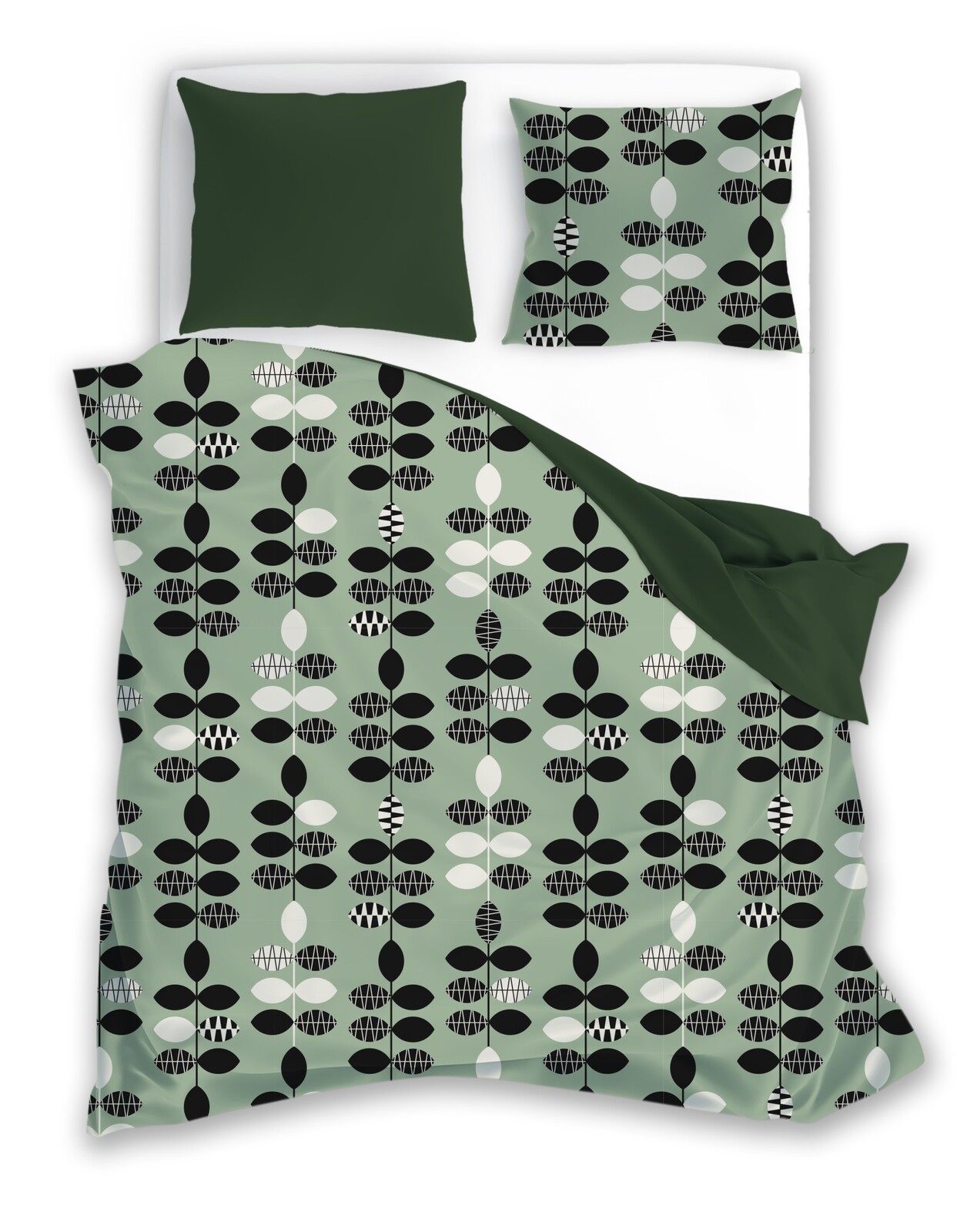 Bavlněné povlečení PURE COTTON 013 220x200 cm + 2x 70x80 cm zelené