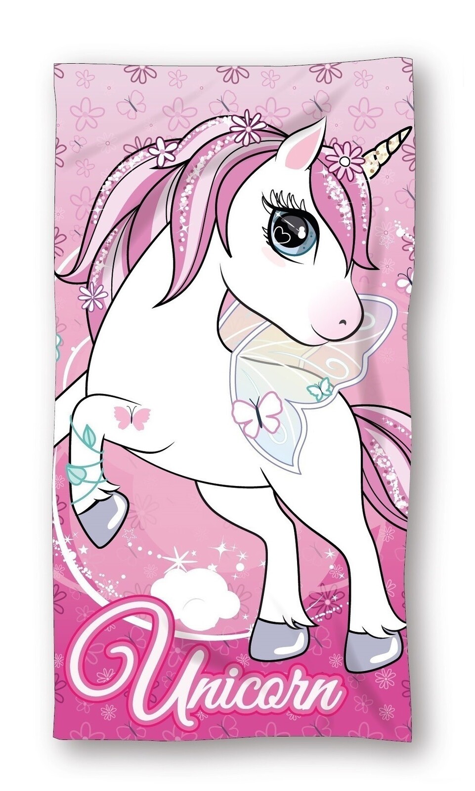Dětská bavlněná osuška ROBIN Jednorožec 70x140 cm růžová