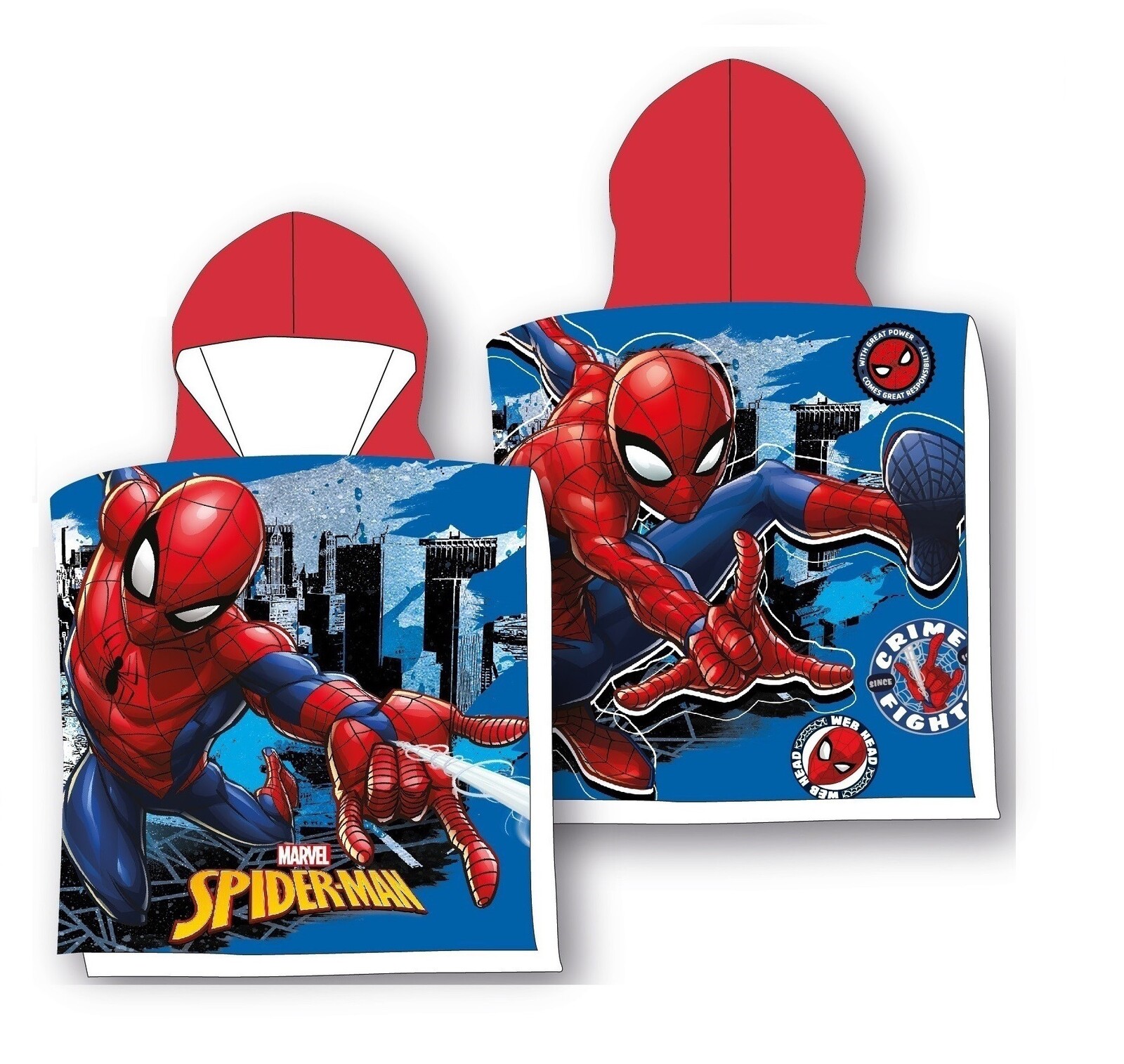 Dětské bavlněné pončo RIKKI Spiderman 55x110 cm červeno-modré