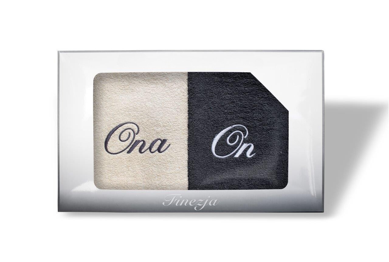 Sada bavlněných ručníků FINEZJA 2 ks krémovo-šedá