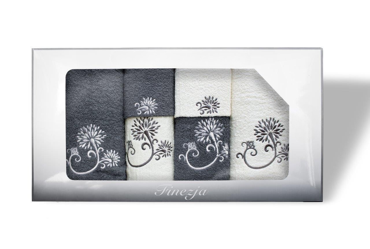 Sada bavlněných ručníků FINEZJA 6 ks krémovo-šedá