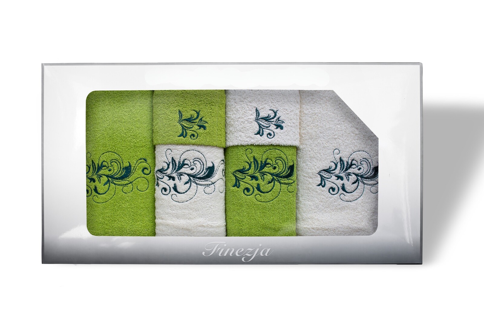 Sada bavlněných ručníků FINEZJA 6 ks krémovo-světle zelená