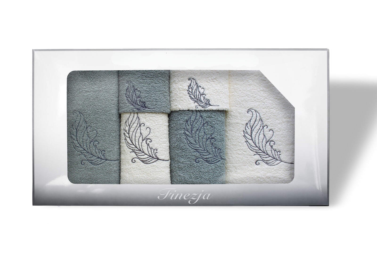 Sada bavlněných ručníků FINEZJA 6 ks krémovo-zelená