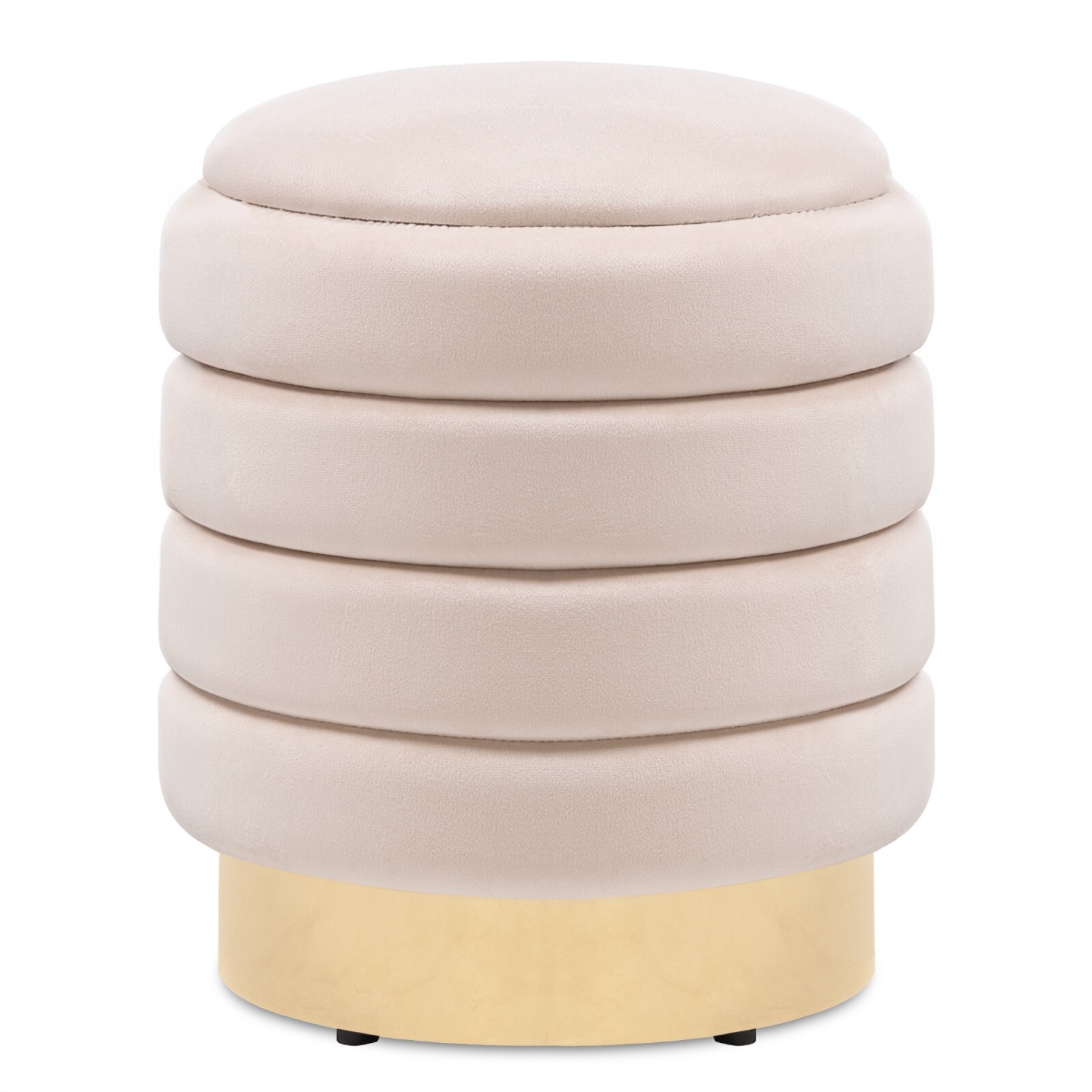 Taburet Lufi s úložným prostorem samet béžový/zlatý