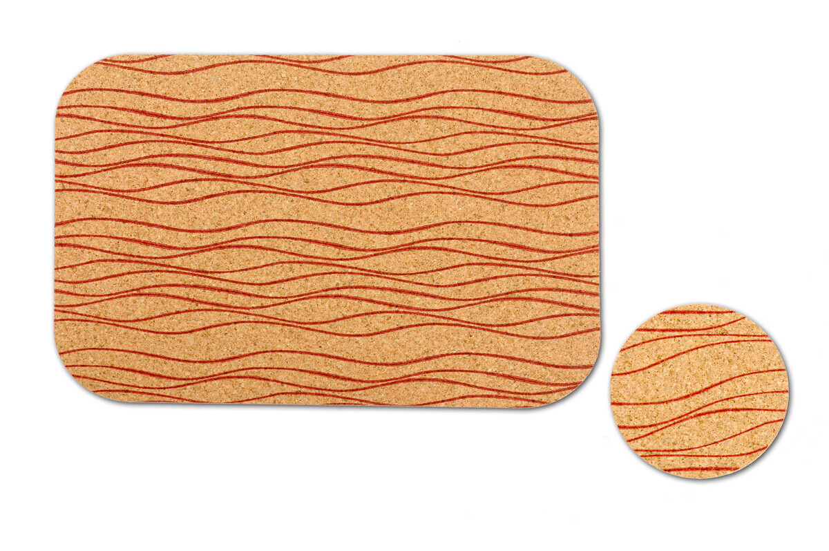 MAKRO - Podložka korok obdĺžnik potlač 4ks 35x24cm, 4ks 10cm