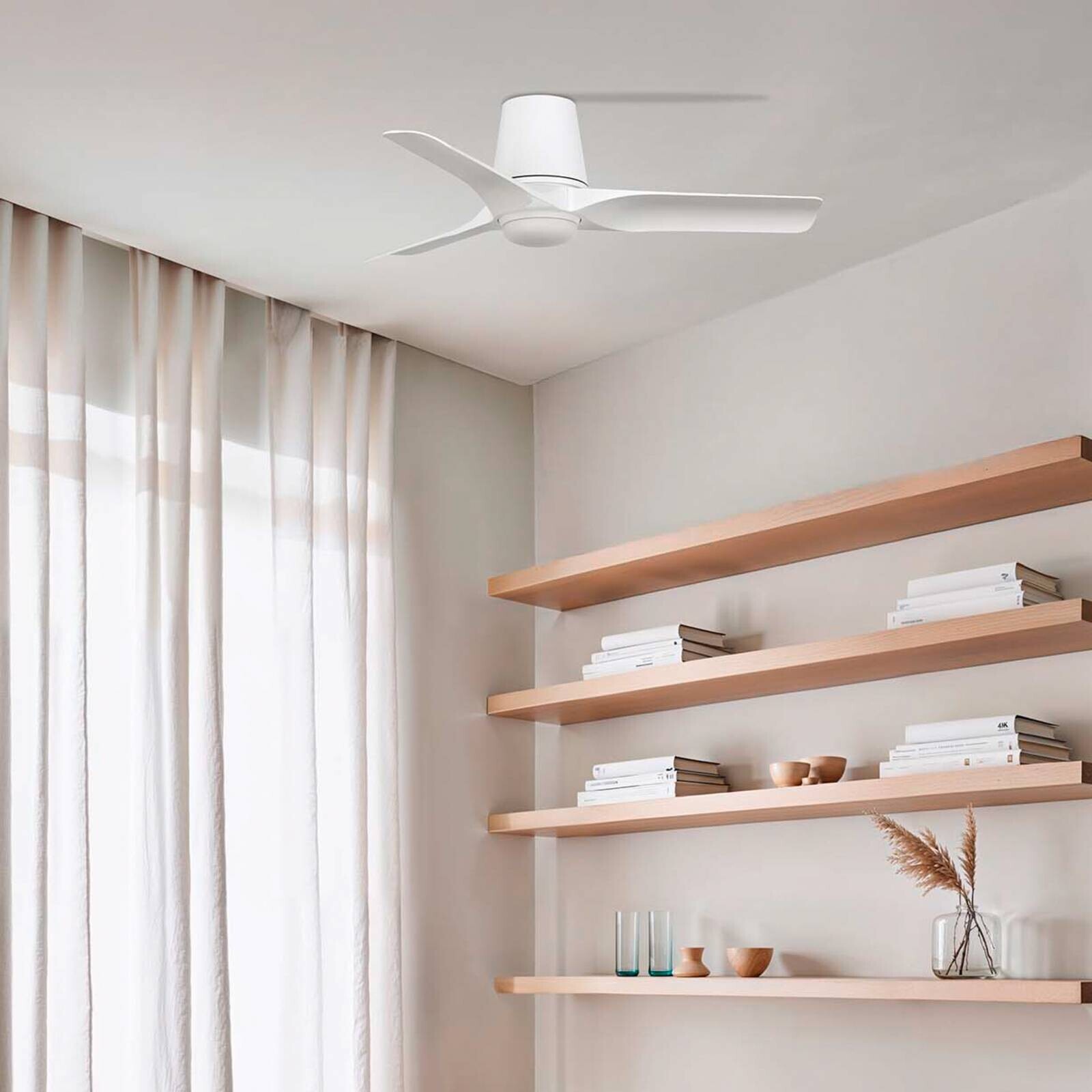 LED stropný ventilátor Hey, biely, DC, tichý, Ø 90 cm, CCT