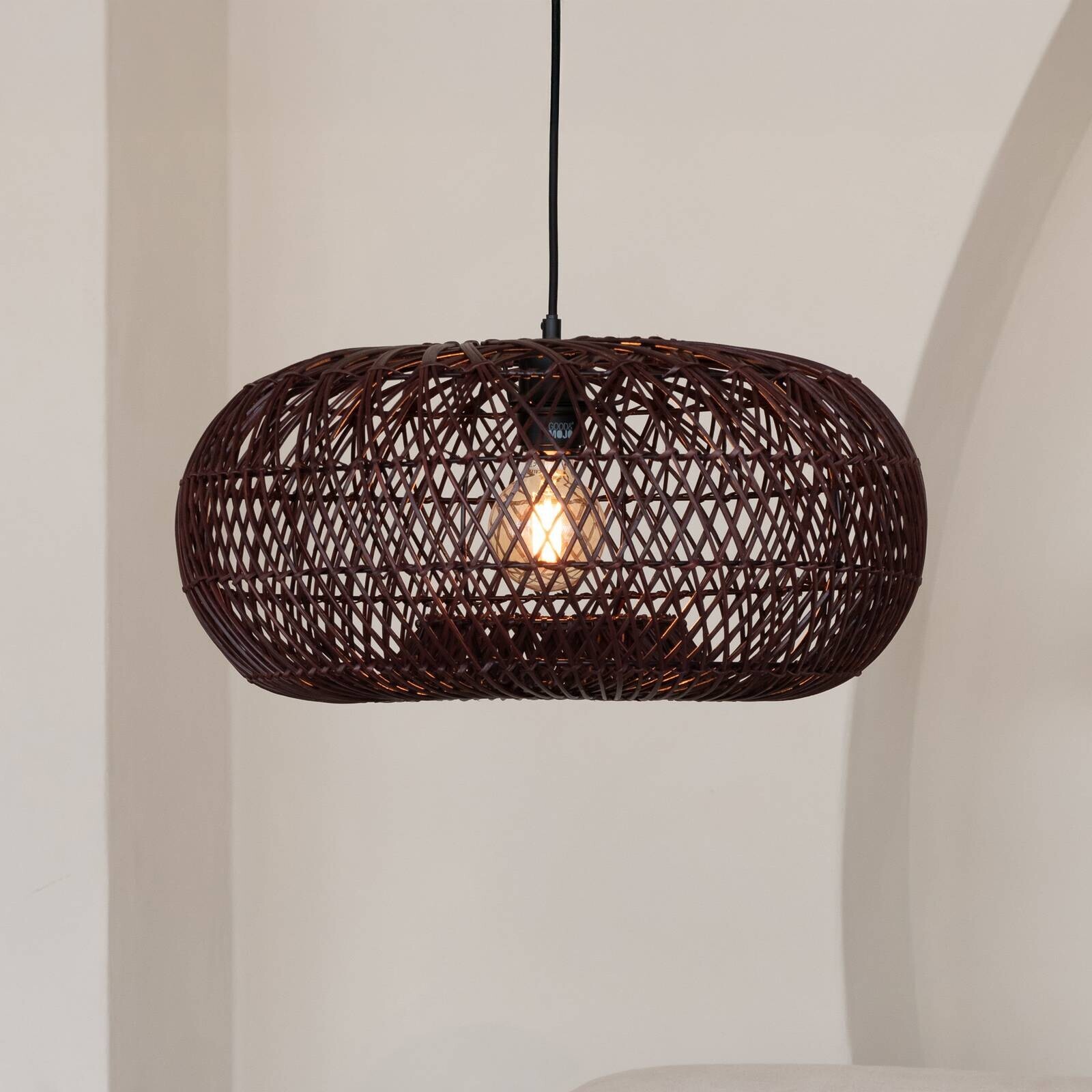 GOOD & MOJO závesné svietidlo Arizona, červené, Ø 50 cm, bambus, E27