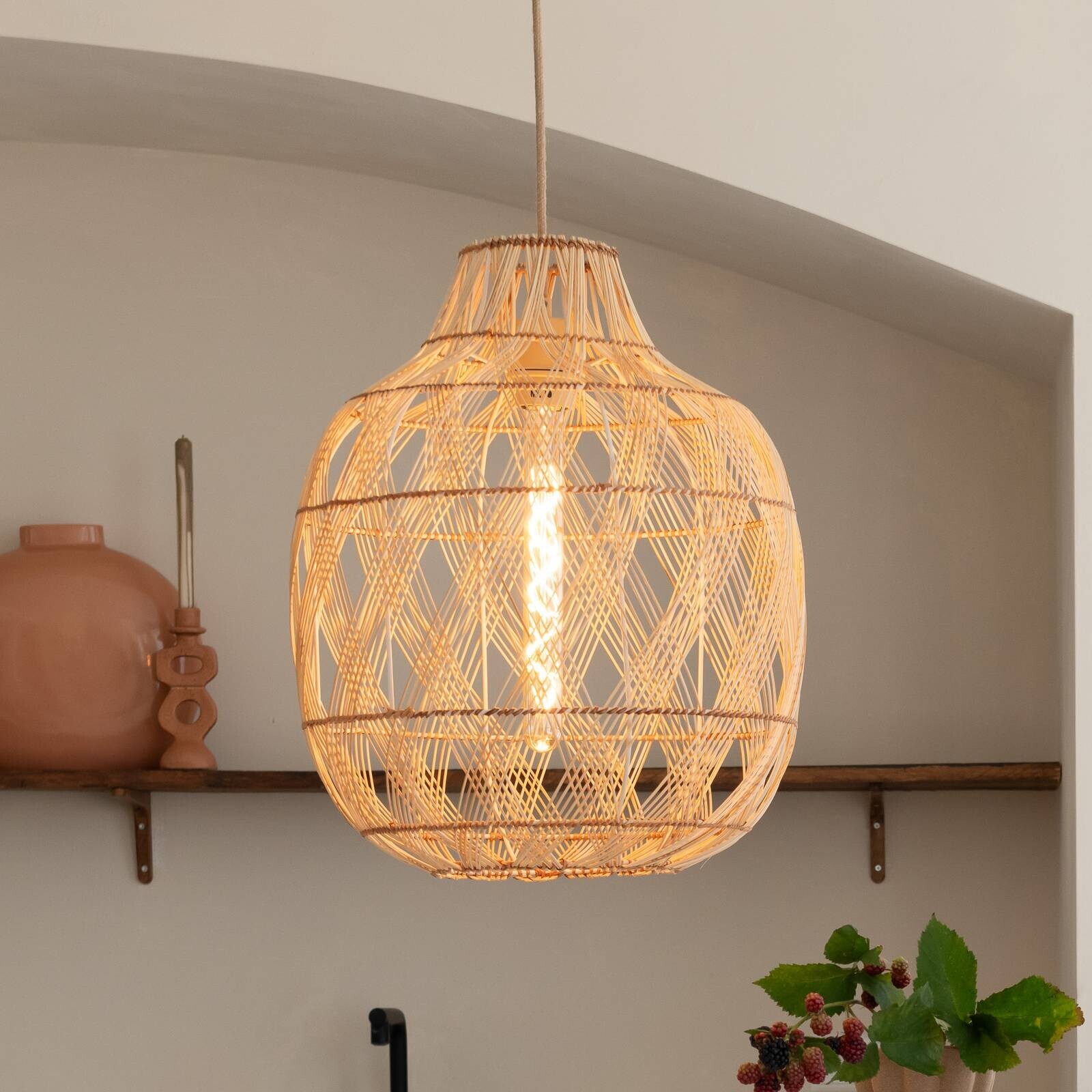 GOOD & MOJO závesné svietidlo Mendoza, prírodné, Ø 40 cm, bambus E27