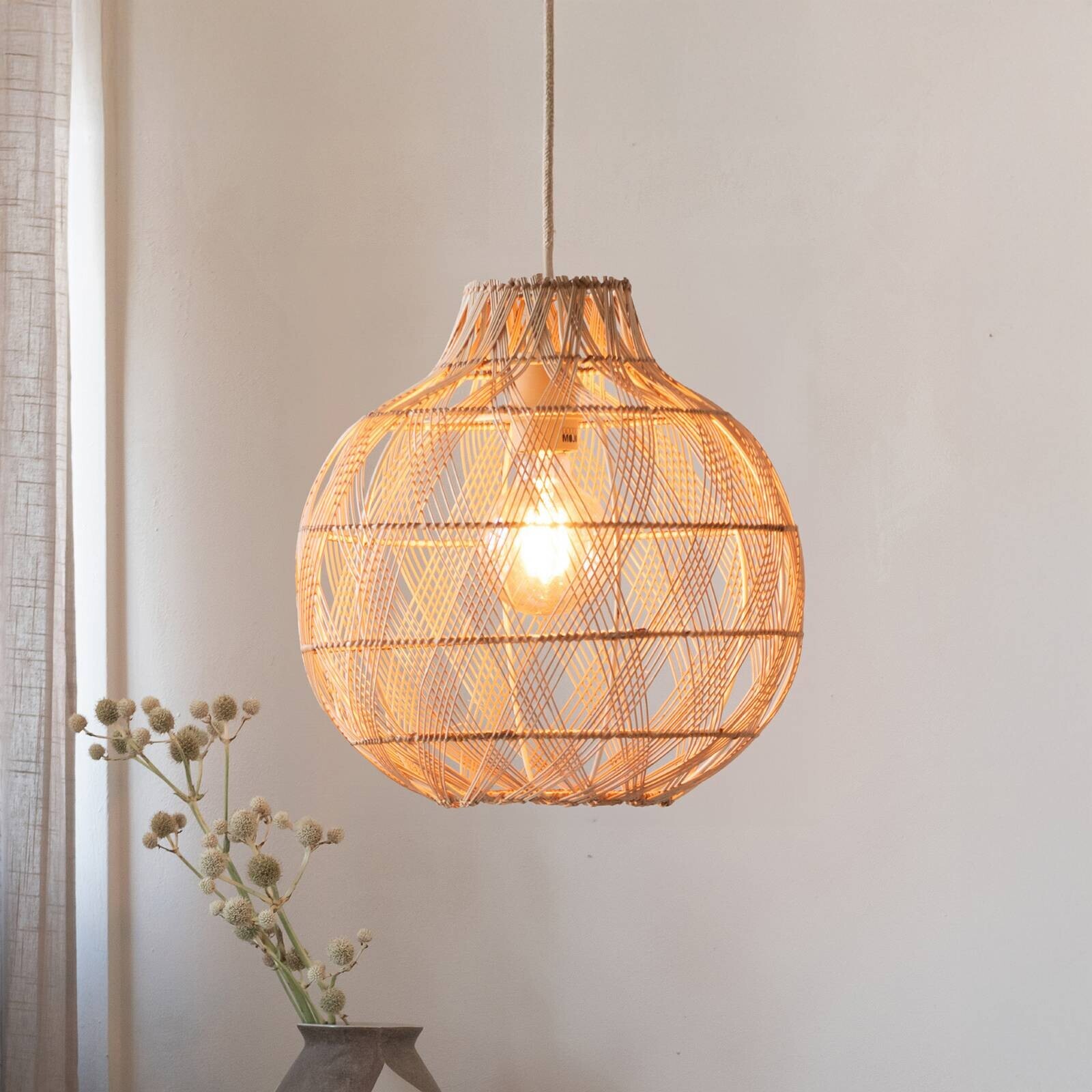 GOOD & MOJO závesné svietidlo Mendoza, prírodné, Ø 35 cm, bambus E27