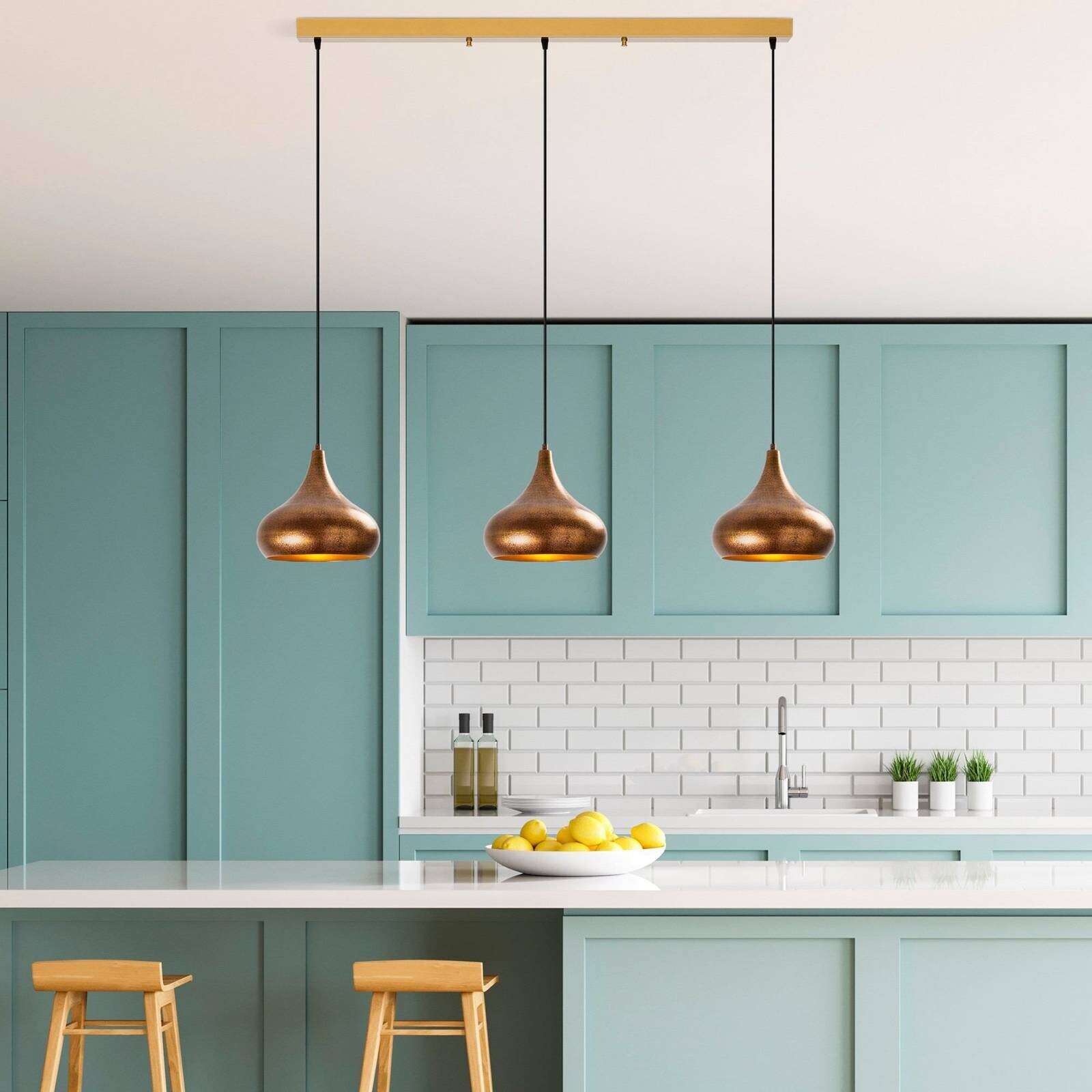 Závesné svietidlo Muba, starý mosadz, dĺžka 120 cm, kov