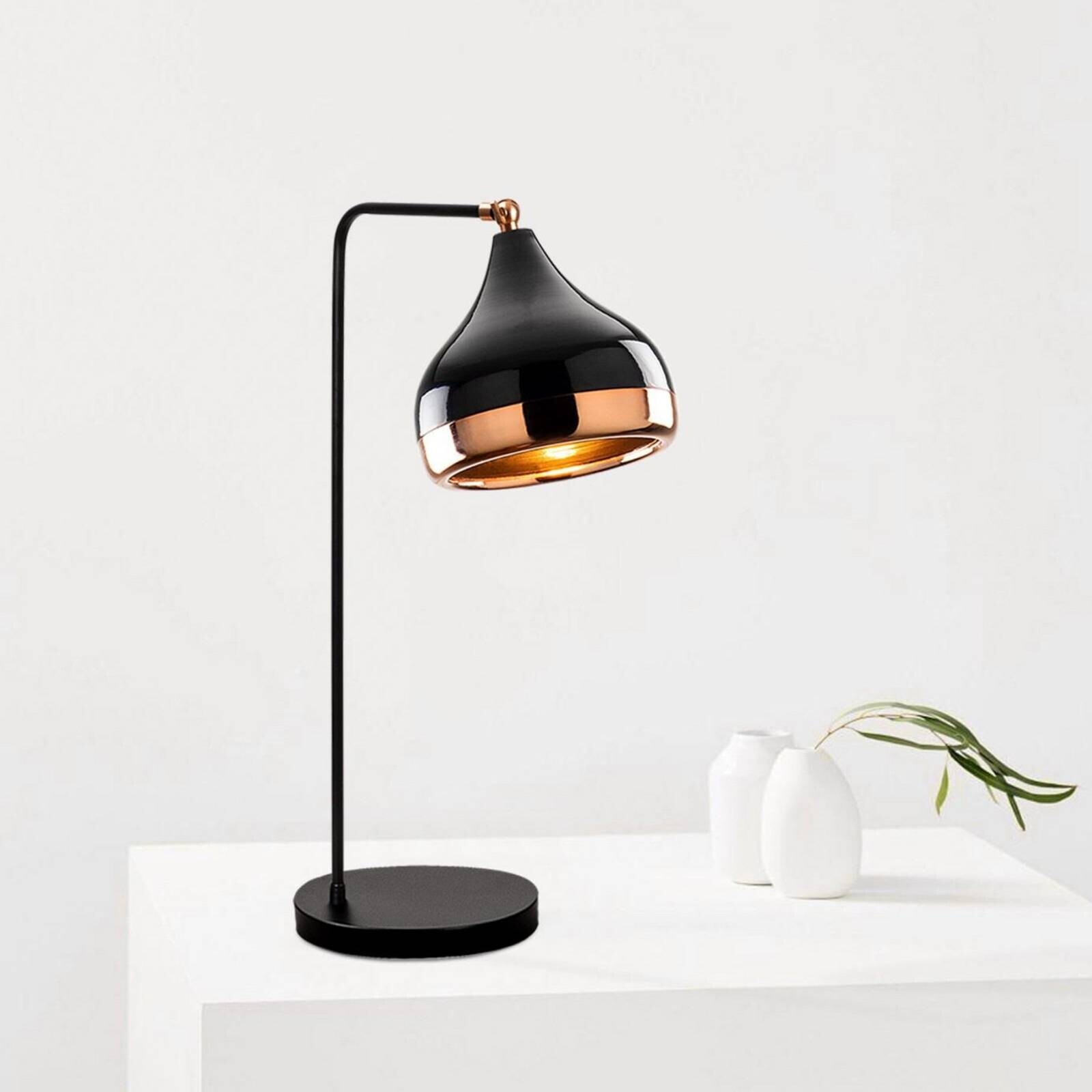 Stolová lampa Yildo, čierna/meď, kov, výška 52 cm