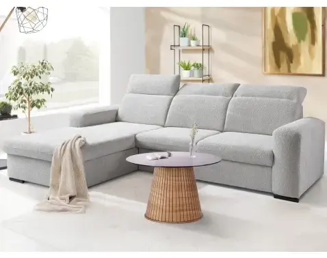 Rohová sedačka Dover, svetlo šedá štruktúrovaná látka, ľavý roh%