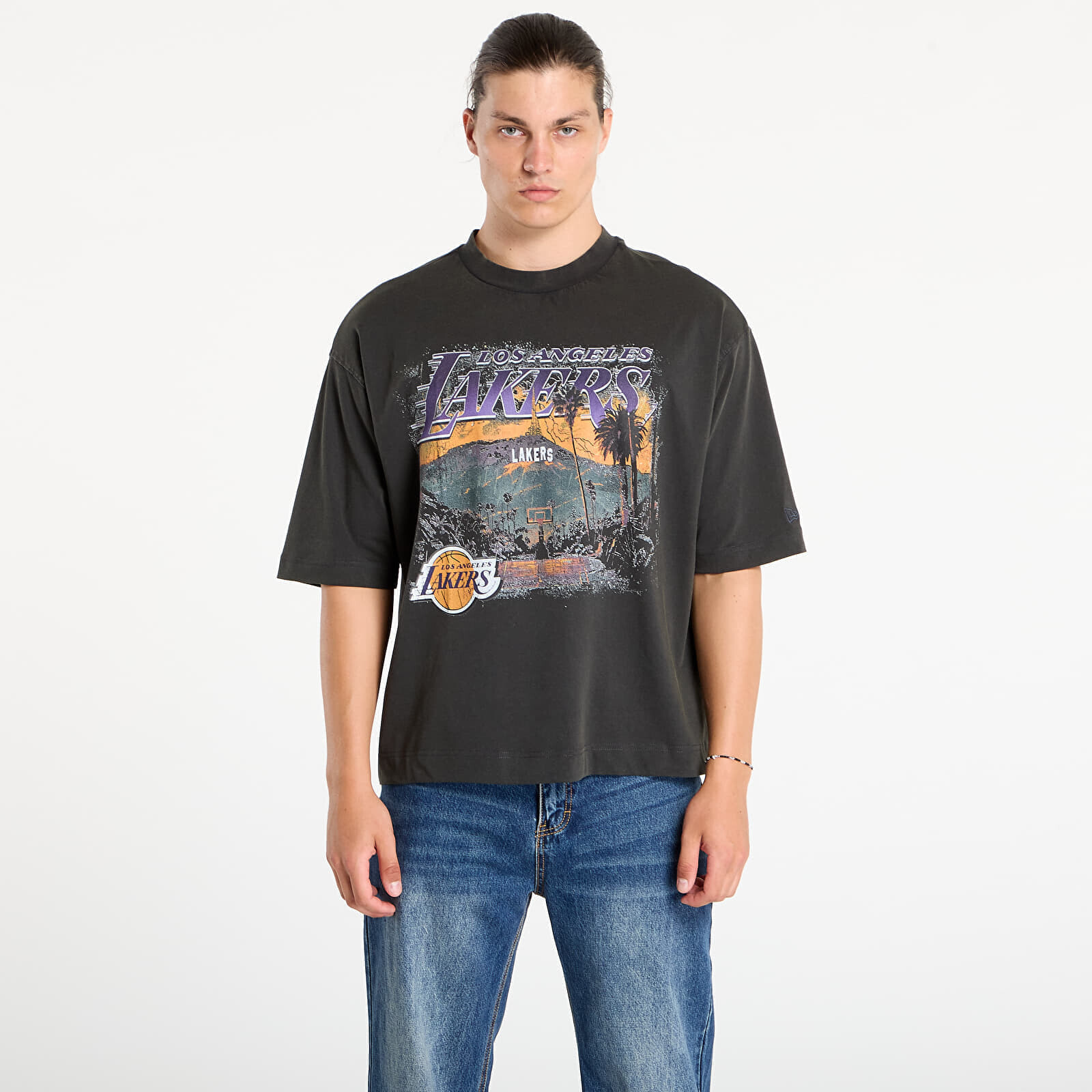 Tričko New Era NBA Washed Graphic Los Angeles Lakers T-Shirt UNISEX Heather Gray L