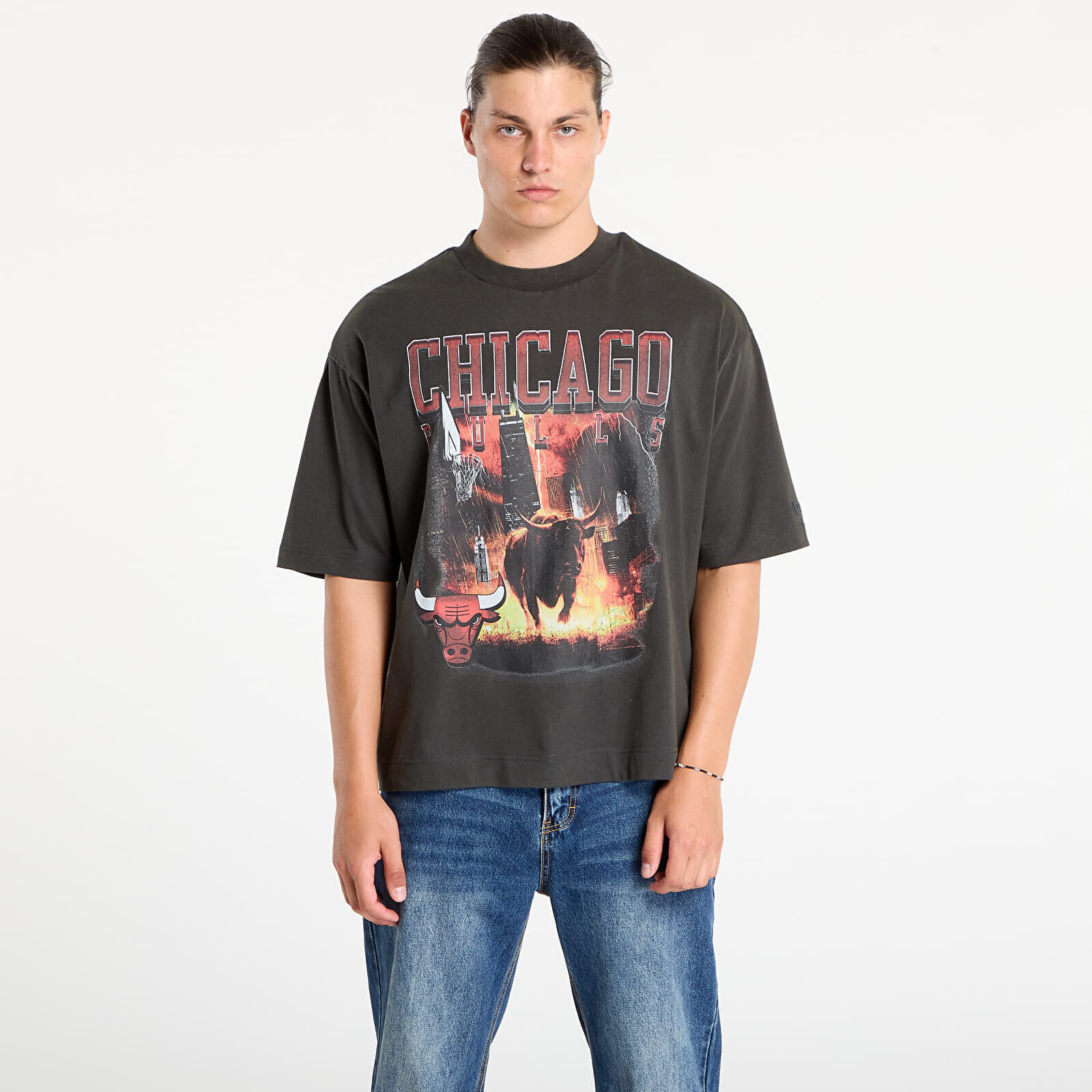 Tričko New Era NBA Washed Graphic Chicago Bulls UNISEX Heather Gray L