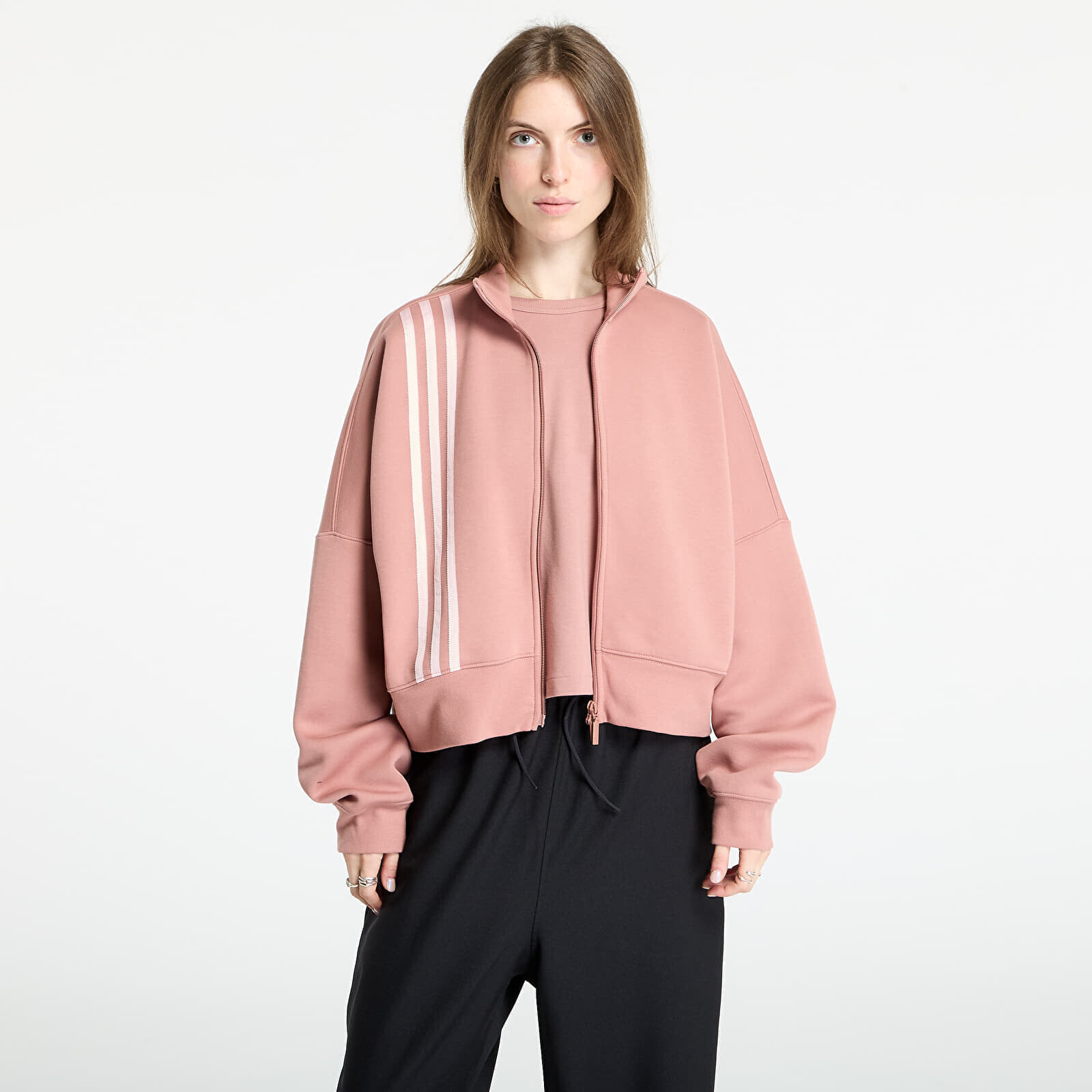 Mikina adidas Off Placed 3-Stripes Zip Up Warm Clay L