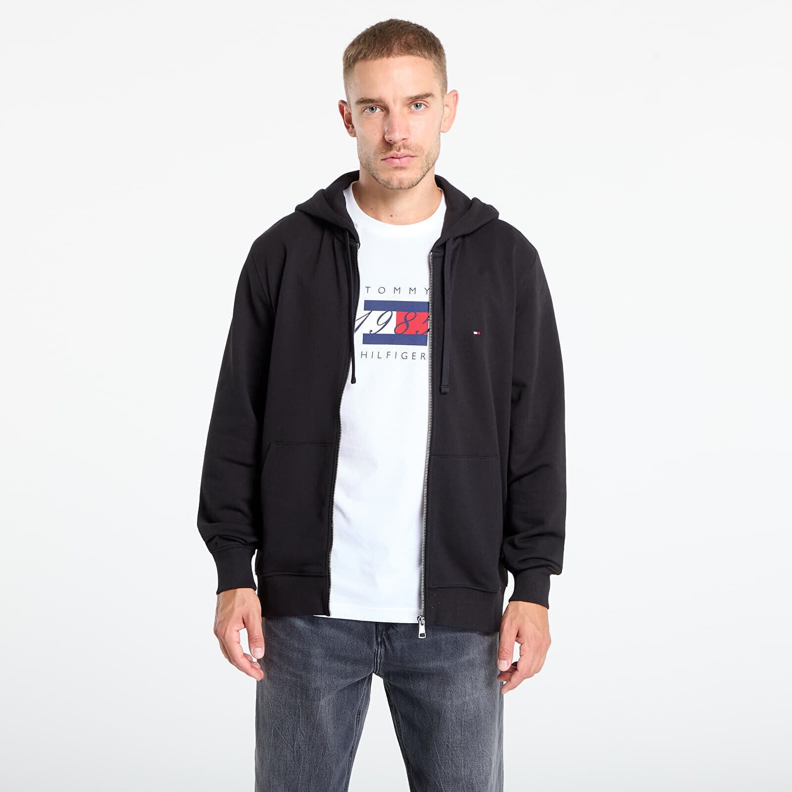 Mikina Tommy Hilfiger Essential Terry Zip Through Black L