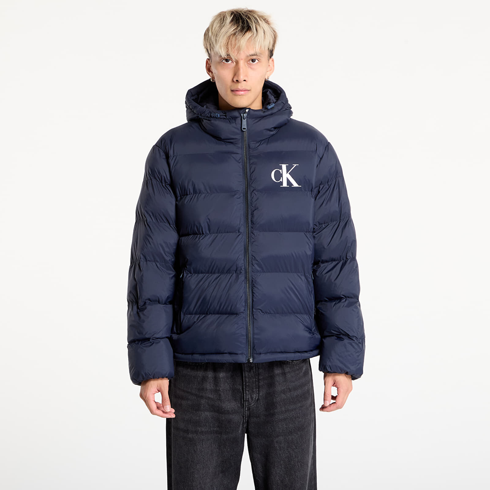 Bunda Calvin Klein Jeans Ls Nylon Monogram Puff Jacket Blue L