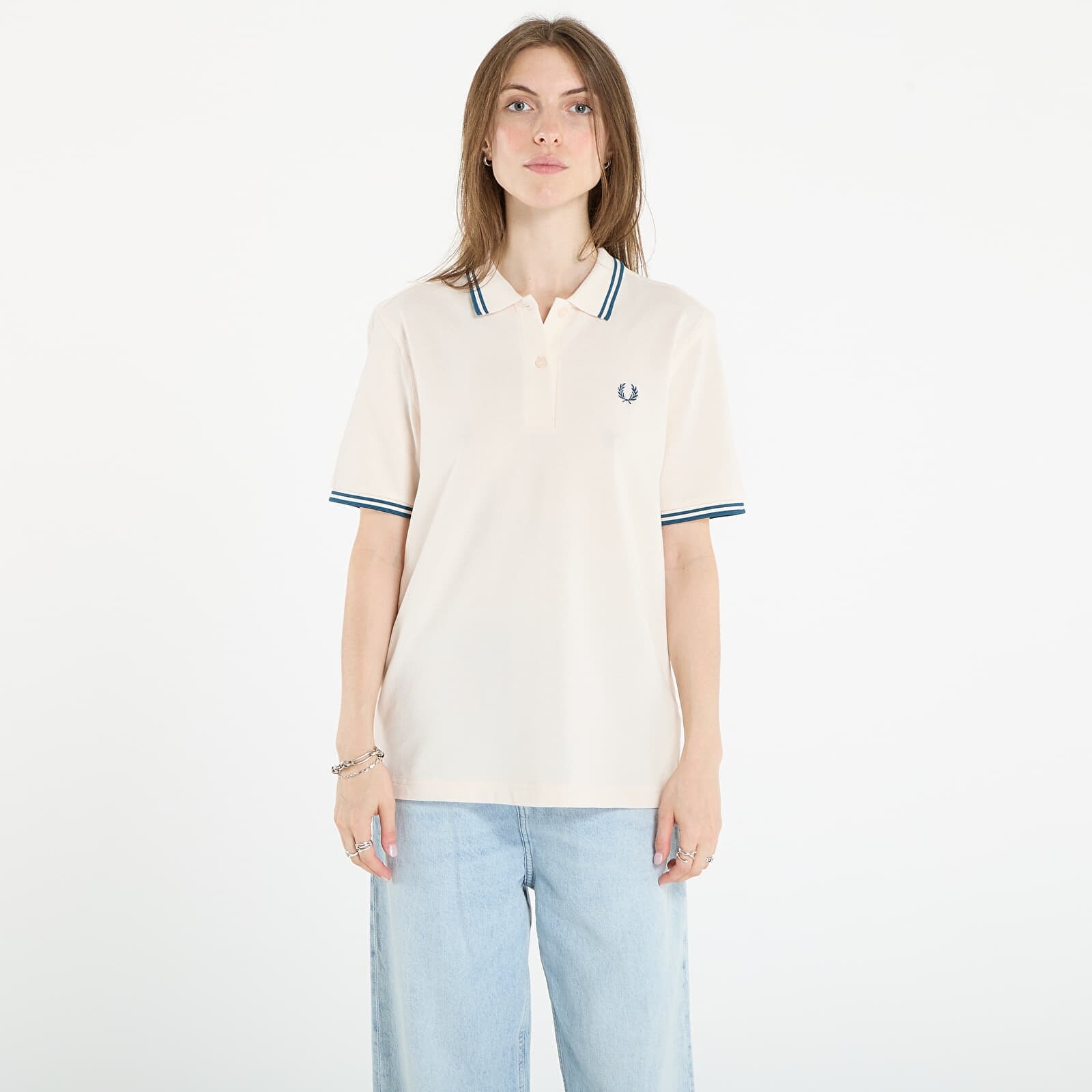 Tričko FRED PERRY Twin Tipped Fred Perry Shirt Silky Peach/ Dark Petrol 10