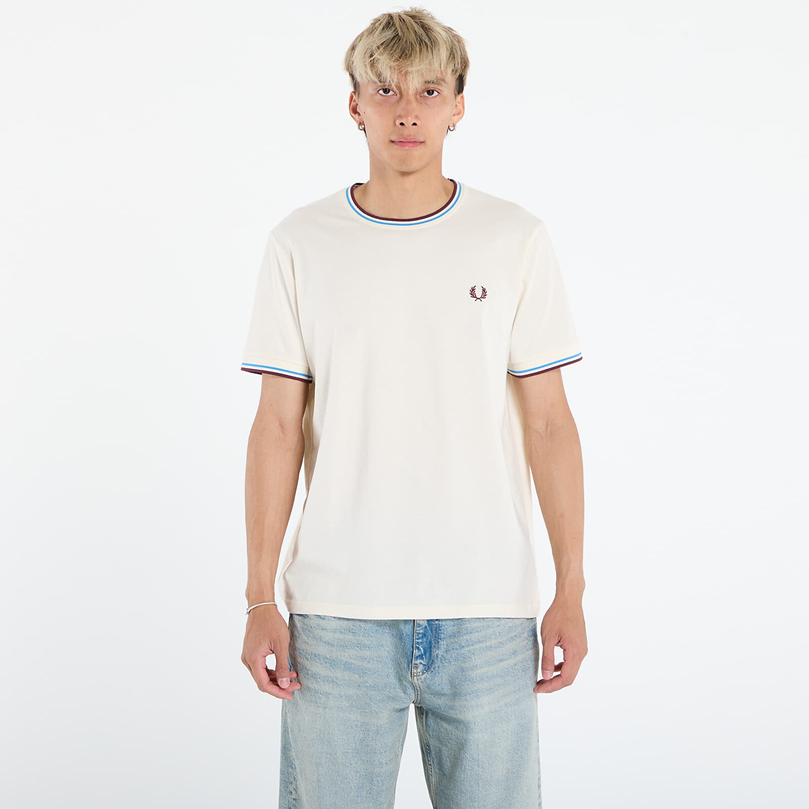 Tričko FRED PERRY Twin Tipped T-Shirt Ecr/ Crtblu/ Oxblo L