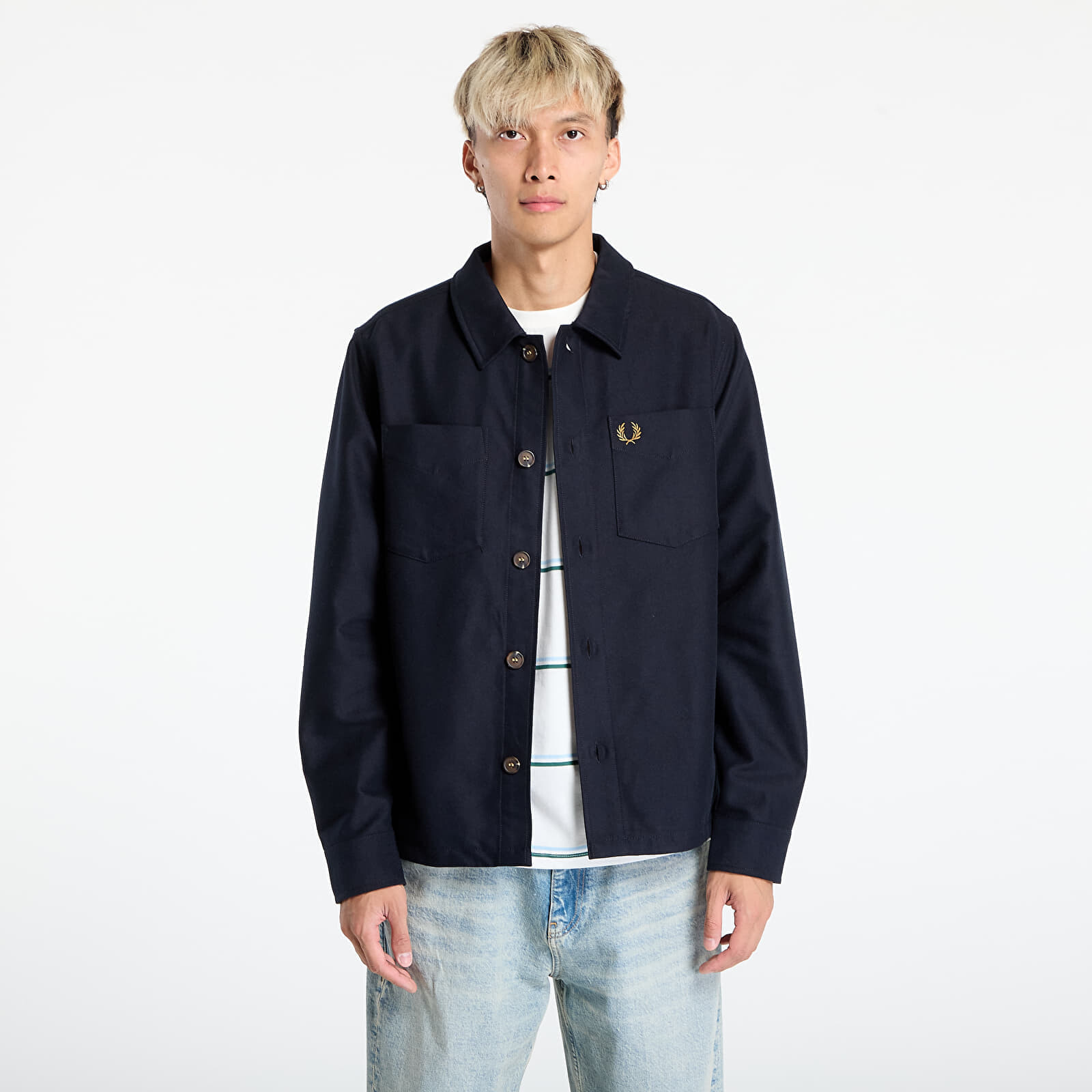 Košeľa FRED PERRY Brushed Twill Overshirt Navy L