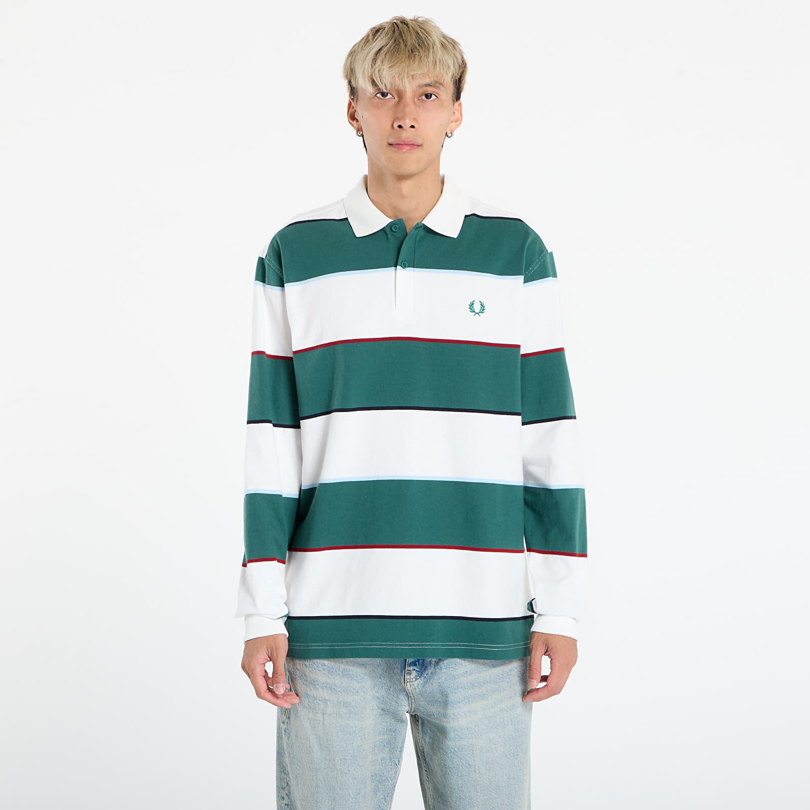 Košeľa FRED PERRY Hw Jersey Striped Polo Shirt Snow White L