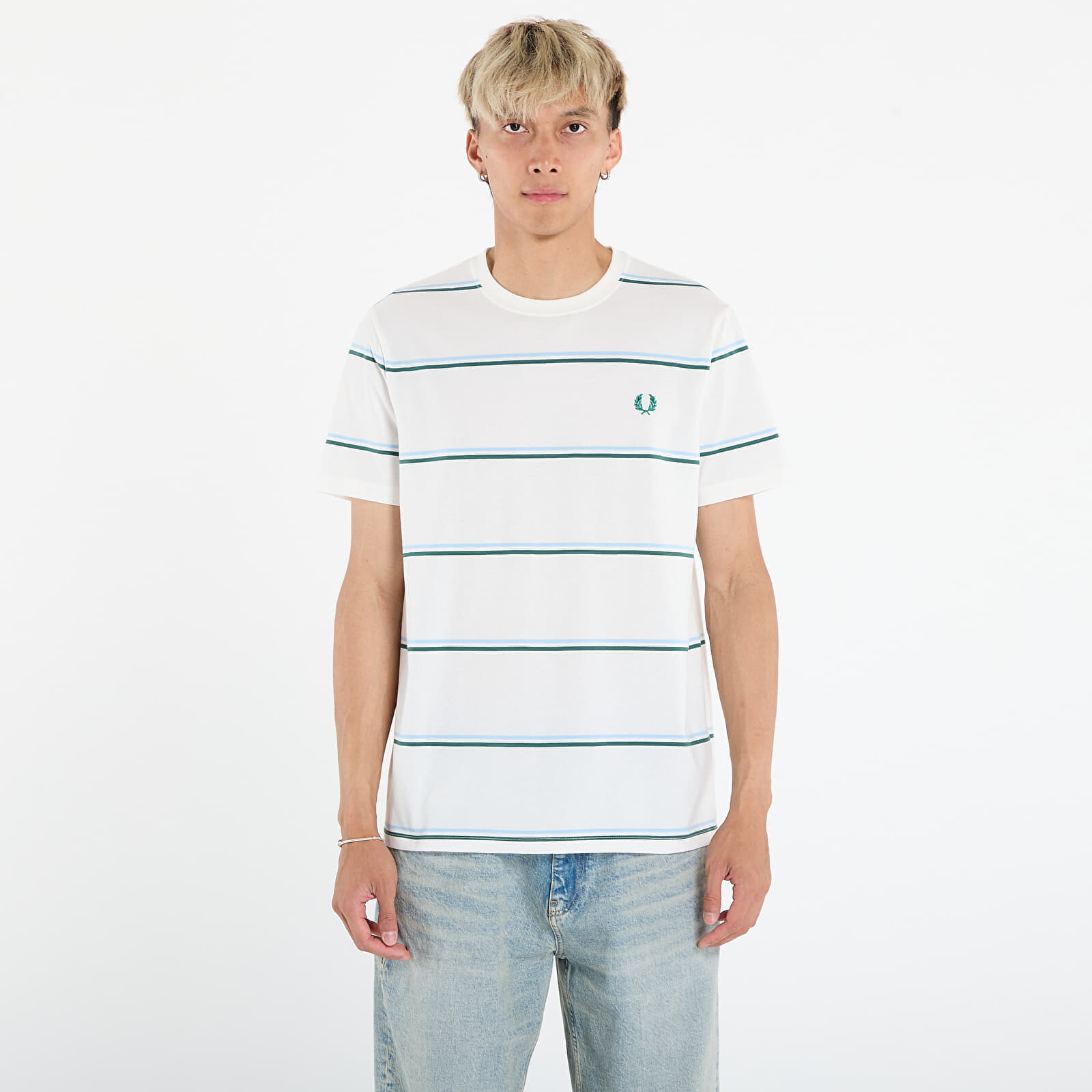 Tričko FRED PERRY Fine Stripe T-Shirt Snow White L