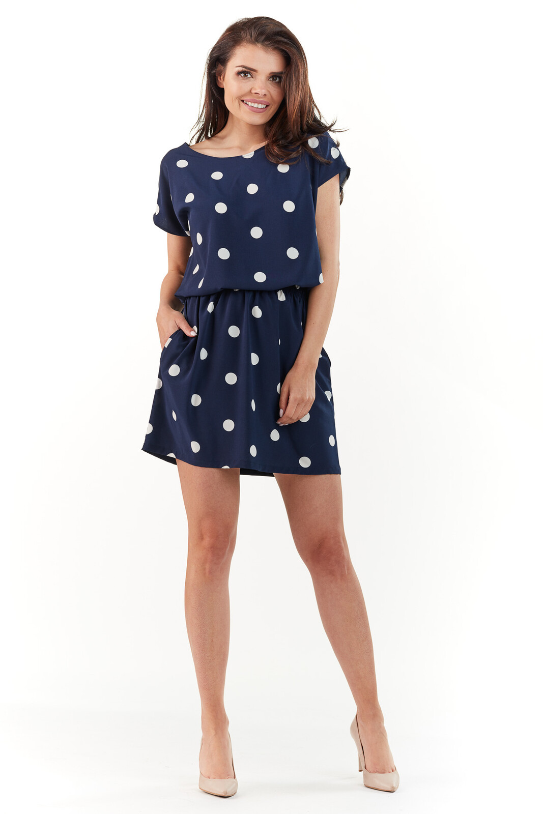 Awama Woman's Dress A231 Navy Blue