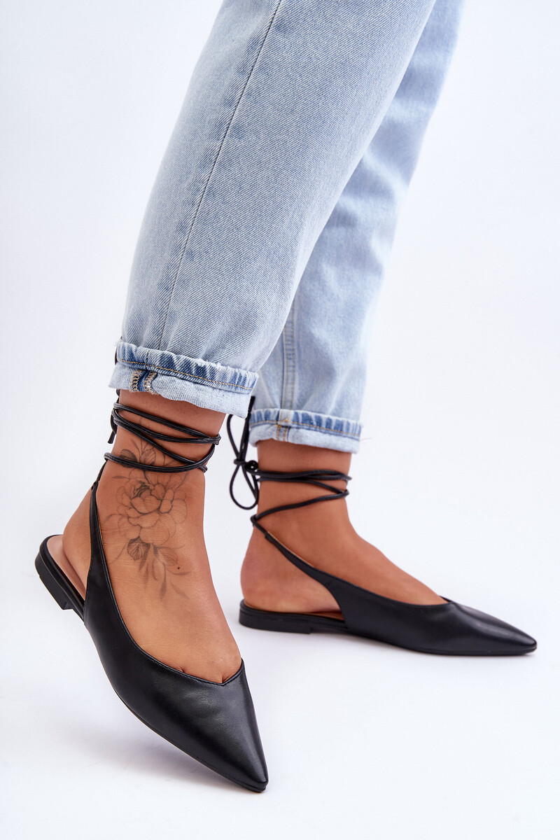 PG1 Dámska zviazaná čierna Lilly Ann Ballerinas